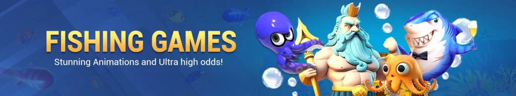 Colorful fishing slot game interface with dynamic ocean creatures featured on a45 app