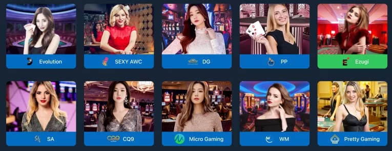 a45 live casino lobby featuring multiple gaming tables